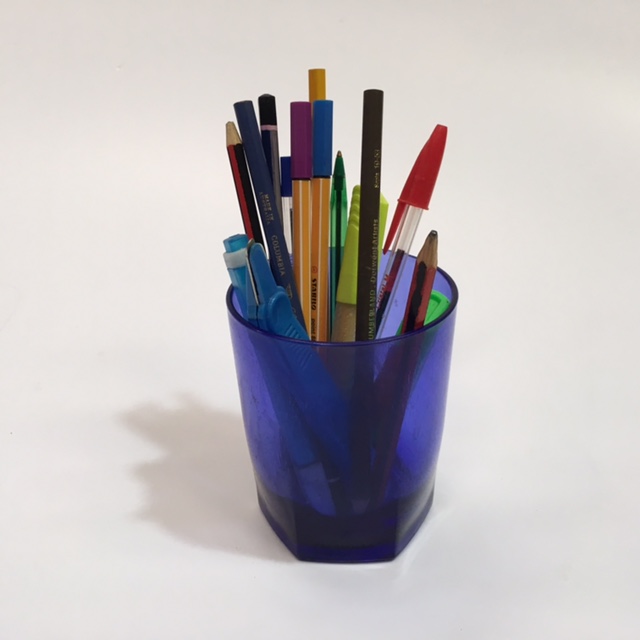 PENCIL CADDY, Blue Acrylic